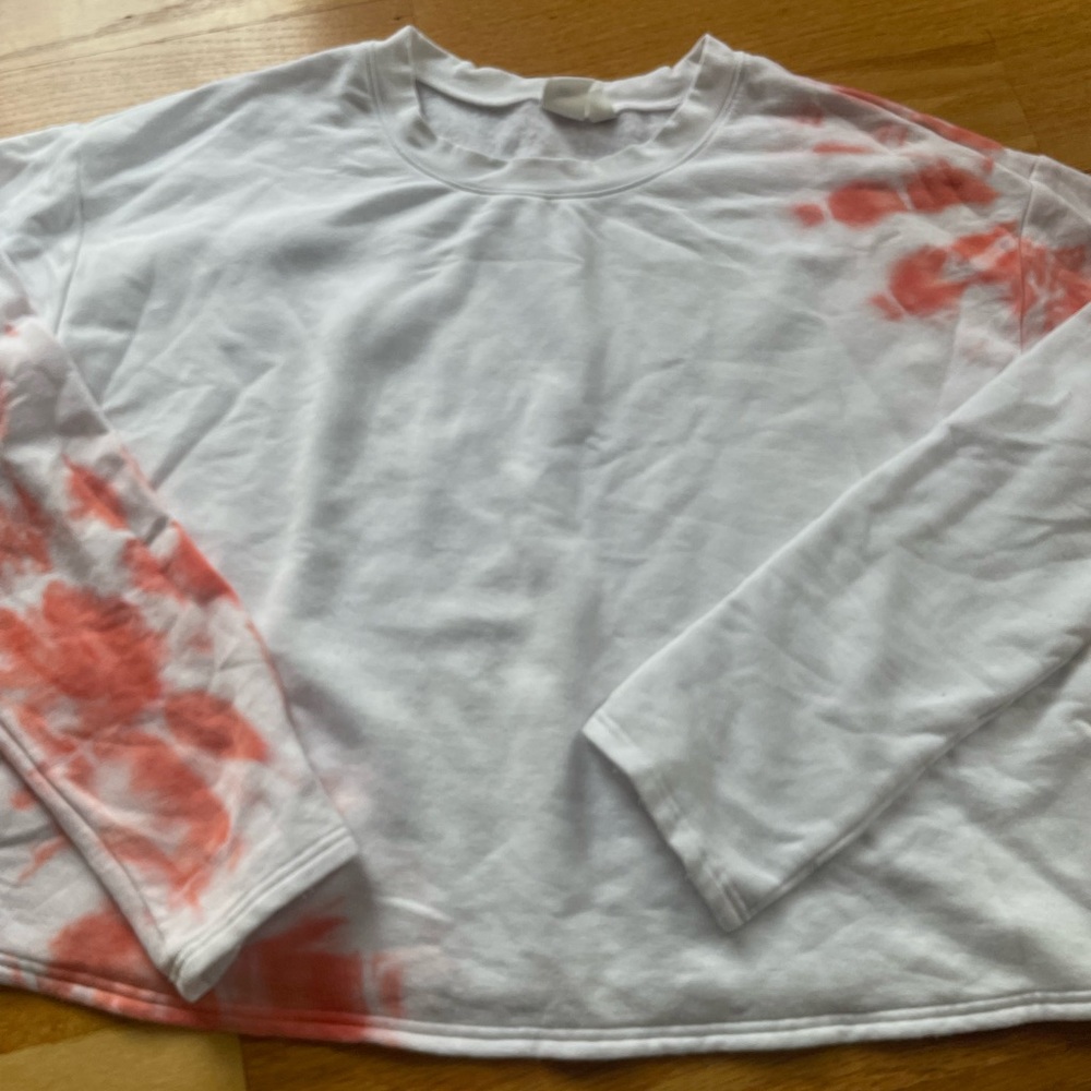BP Pink and White Tie-Dye Long Sleeve Crewneck